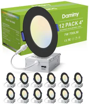 12 Pack 4 Inch LED Recessed Lighting, Canless Wafer Downlight 5CCT, Ultra-Thin Recessed Light with Junction Box, Dimmable, 7W 700LM 120V, IC&Damp Rated 12 Pack 4 Inch LED Recessed Lighting, Canless Wafer Downlight 5CCT, Ultra-Thin Recessed Light with Junction Box, Dimmable, 7W 700LM 120V, IC&Damp Rated
