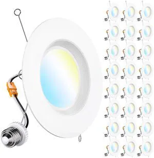 24 Pack 6 Inch Retrofit LED Recessed Lights, 5CCT, 13W=75W, Dimmable 1050LM, Selectable CCT 2700K/3000K/3500K/4000K/5000K, Baffle Trim, LED Retrofit Downlight Recessed Can Lights for Ceiling 24 Pack 6 Inch Retrofit LED Recessed Lights, 5CCT, 13W=75W, Dimmable 1050LM, Selectable CCT 2700K/3000K/3500K/4000K/5000K, Baffle Trim, LED Retrofit Downlight Recessed Can Lights for Ceiling