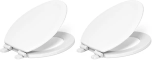 Stonewood Quiet-Close, Elongated Toilet Seat Soft Close, Durable Wood, Easy Installation, Universal Fit, Home Essentials, White Finish, K-20466-0 (Pack of 2) Stonewood Quiet-Close, Elongated Toilet Seat Soft Close, Durable Wood, Easy Installation, Universal Fit, Home Essentials, White Finish, K-20466-0 (Pack of 2)