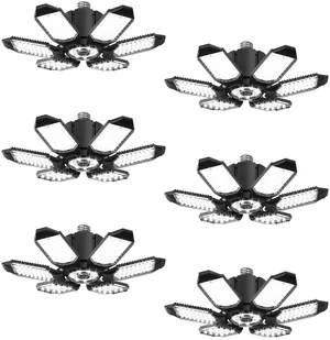 LED Garage Light w/ 6 Deformable Panels Basement Lighting, 6 Pack Super Brighter Garage LED Lights 60000 LM 6500K Daylight, Screw into E26 E27 Bulb Socket for Shop, Shed, Gym, Attic, Utility LED Garage Light w/ 6 Deformable Panels Basement Lighting, 6 Pack Super Brighter Garage LED Lights 60000 LM 6500K Daylight, Screw into E26 E27 Bulb Socket for Shop, Shed, Gym, Attic, Utility