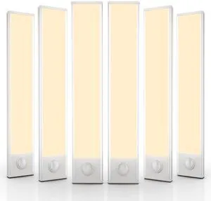 6 Pack Under Cabinet Lighting Wireless, 58 LED Rechargeable Battery Motion Sensor Light Indoor, Stick On Magnetic Closet Lights, Under Counter Lights for Kitchen, Stairs, Warm 14 in 6 Pack Under Cabinet Lighting Wireless, 58 LED Rechargeable Battery Motion Sensor Light Indoor, Stick On Magnetic Closet Lights, Under Counter Lights for Kitchen, Stairs, Warm 14 in