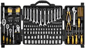 Mechanics Tool Set 207 Pieces 1/4" 3/8" 1/2" Drive Sockets -SAE and Metric Mechanic Tool Kit with Bits - Wrenches, Ratchet Handle, Accessories, and Plastic Storage Case - for Automotive Repair Mechanics Tool Set 207 Pieces 1/4" 3/8" 1/2" Drive Sockets -SAE and Metric Mechanic Tool Kit with Bits - Wrenches, Ratchet Handle, Accessories, and Plastic Storage Case - for Automotive Repair