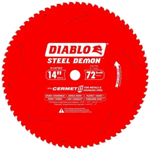 Steel Demon Cermet II Saw Blade for Medium Metal - 14" x 72-Teeth 1800 Max RPM, Triple Chip Cutting Action - D1472CF Steel Demon Cermet II Saw Blade for Medium Metal - 14" x 72-Teeth 1800 Max RPM, Triple Chip Cutting Action - D1472CF