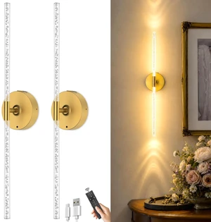 Rechargeable Wall Lights Battery Operated Sconce 2Pack(Gold Bubble Crystal) 10000mAh Wireless Wall Lights With Touch & Remote, 4CCT, 360° Rotatable Wall Lamp for Bedroom Living Room Hallway 31.5in Rechargeable Wall Lights Battery Operated Sconce 2Pack(Gold Bubble Crystal) 10000mAh Wireless Wall Lights With Touch & Remote, 4CCT, 360° Rotatable Wall Lamp for Bedroom Living Room Hallway 31.5in