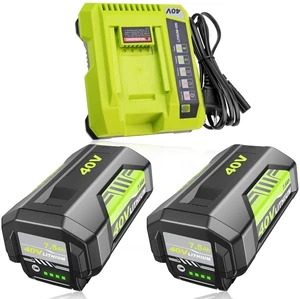 2Pack 7500mAh Replacement for Ryobi 40V Battery Lithium and OP401 Charger Compatible with Ryobi 40 Volt Battery OP4050 OP4040 OP40401 OP40201 OP40601 Cordless Power Tools 2Pack 7500mAh Replacement for Ryobi 40V Battery Lithium and OP401 Charger Compatible with Ryobi 40 Volt Battery OP4050 OP4040 OP40401 OP40201 OP40601 Cordless Power Tools