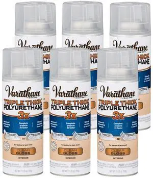 Triple Thick Polyurethane Gloss Wood Finish Spray One Coat Protection, Self-Leveling Formula, Scratch And Stain Resistance, Aerosol Application, 11.25 Oz Triple Thick Polyurethane Gloss Wood Finish Spray One Coat Protection, Self-Leveling Formula, Scratch And Stain Resistance, Aerosol Application, 11.25 Oz