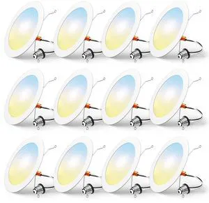 12 Pack Retrofit LED Recessed Lighting 6 Inch, 5CCT, White 2700K/3000K/4000K/5000K/6000K Selectable, Dimmable Flat Can Lights, 1000LM Brightness, 10W, IC & Damp Rated, ETL & FCC 12 Pack Retrofit LED Recessed Lighting 6 Inch, 5CCT, White 2700K/3000K/4000K/5000K/6000K Selectable, Dimmable Flat Can Lights, 1000LM Brightness, 10W, IC & Damp Rated, ETL & FCC