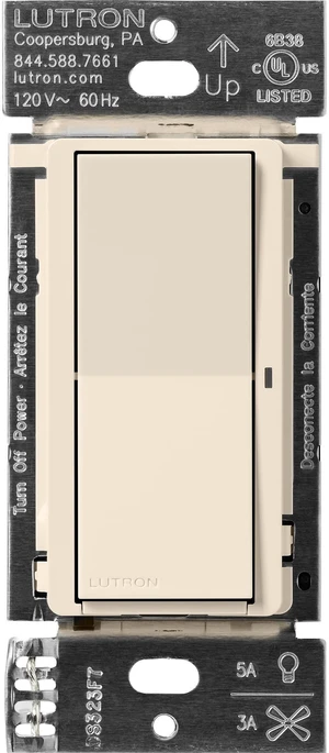 Caseta Claro Smart Switch for Lighting and Fans (Smart Hub Required) For Caseta systems, smart switch for any bulbs, 5 amp, single-pole/3-way, neutral required, DVRF-5NS-LA, Light Almond Caseta Claro Smart Switch for Lighting and Fans (Smart Hub Required) For Caseta systems, smart switch for any bulbs, 5 amp, single-pole/3-way, neutral required, DVRF-5NS-LA, Light Almond