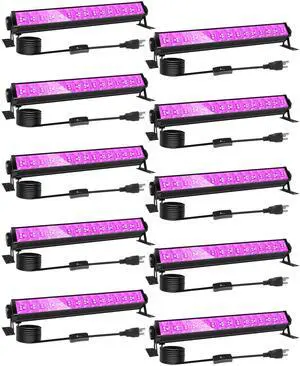 42W LED Black Light Bar for Halloween, Glow in the Dark Party, 10 Pack Blacklight Flood Light with Plug+Switch+5.9ft Cord, Light Up 24x24ft, Fluorescentn Poster, Bedroom, Game Room, Body Paint 42W LED Black Light Bar for Halloween, Glow in the Dark Party, 10 Pack Blacklight Flood Light with Plug+Switch+5.9ft Cord, Light Up 24x24ft, Fluorescentn Poster, Bedroom, Game Room, Body Paint