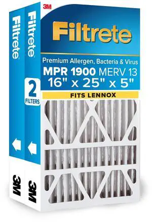 16x25x5 (SlimFit) AC Furnace Air Filter, MERV 13, MPR 1900, Premium Allergen, Bacteria & Virus, Electrostatic Air Cleaning Filter, 2-Pack (Actual Size 15.63x24.74x4.31 in) 16x25x5 (SlimFit) AC Furnace Air Filter, MERV 13, MPR 1900, Premium Allergen, Bacteria & Virus, Electrostatic Air Cleaning Filter, 2-Pack (Actual Size 15.63x24.74x4.31 in)