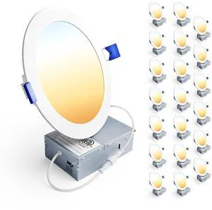 20 Pack 6 Inch LED Recessed Light, 5CCT Dimmable Canless Wafer 2700K-5000K Selectable, 5%-100% Dimmable, 1200LM 12W 120V, IC & Damp Rated, ETL & FCC & UL Certified, 50000h Life Span 20 Pack 6 Inch LED Recessed Light, 5CCT Dimmable Canless Wafer 2700K-5000K Selectable, 5%-100% Dimmable, 1200LM 12W 120V, IC & Damp Rated, ETL & FCC & UL Certified, 50000h Life Span