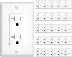 50 Pack 20 Amp Tamper Resistant Wall Outlets UL Listed Decorator Electrical Receptacles with Wall Plates, 125V/1875W Electrical Outlets for Home, Office & Commercial Use, White 50 Pack 20 Amp Tamper Resistant Wall Outlets UL Listed Decorator Electrical Receptacles with Wall Plates, 125V/1875W Electrical Outlets for Home, Office & Commercial Use, White