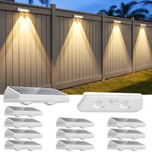 Solar Fence Lights Outdoor,3000/4500/6000K 13 Mode, 12 Pack Fence Lights Solar Powered with Ultra-Bright Lens IP65 Waterproof,Solar Wall Light for Backyard/Step/Patio/Deck/Stair/Railings(White) Solar Fence Lights Outdoor,3000/4500/6000K 13 Mode, 12 Pack Fence Lights Solar Powered with Ultra-Bright Lens IP65 Waterproof,Solar Wall Light for Backyard/Step/Patio/Deck/Stair/Railings(White)