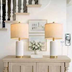 21.5'' Stone-Like Bedside Table Lamps Set of 2 for Bedroom with 2 USB A+C, Modern Lamps for Living Room, Ceramic Nightstand Desk Lamps with Charging Ports Office Dorm Sideboard (Frosted White) 21.5'' Stone-Like Bedside Table Lamps Set of 2 for Bedroom with 2 USB A+C, Modern Lamps for Living Room, Ceramic Nightstand Desk Lamps with Charging Ports Office Dorm Sideboard (Frosted White)