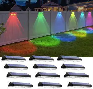 Solar Fence Lights Outdoor - Warm White & RGB 6 Color, Dusk to Dawn Solar Deck Light, Solar Lights Outdoor IP65 Waterproof, Garden Lights for Outside/Backyard/Railing/Step/Patio/Wall (12 pack) Solar Fence Lights Outdoor - Warm White & RGB 6 Color, Dusk to Dawn Solar Deck Light, Solar Lights Outdoor IP65 Waterproof, Garden Lights for Outside/Backyard/Railing/Step/Patio/Wall (12 pack)
