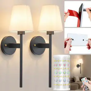 Battery Operated Wall Sconce, Peel and Stick Sconces Set of 2 Wireless Adhesive Stick On Wall Sconce, 10000mAh Rechargeable RGB Bulb with Remote, No Drill Wall Light for Bedroom Decor Battery Operated Wall Sconce, Peel and Stick Sconces Set of 2 Wireless Adhesive Stick On Wall Sconce, 10000mAh Rechargeable RGB Bulb with Remote, No Drill Wall Light for Bedroom Decor