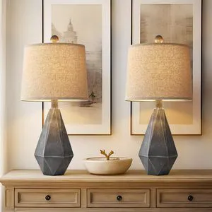 20.25" Rustic Farmhouse Table Lamp Sets of 2 for Living Room Bedroom Deep Grey Contemporary Classic Bedside Nightstand Lamp with White Fabric Shade, Suitable for Small Place 20.25" Rustic Farmhouse Table Lamp Sets of 2 for Living Room Bedroom Deep Grey Contemporary Classic Bedside Nightstand Lamp with White Fabric Shade, Suitable for Small Place