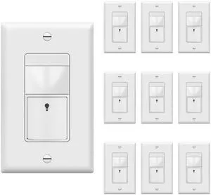 PIR Motion Sensor Light Switch,No Neutral No Ground Wire,10 Pack Occupancy&Vacancy Sensor Switch, Operable Without Ground Wire, Single Pole, UL listed, Wall Plate Included, TDOS5-HL-W, White PIR Motion Sensor Light Switch,No Neutral No Ground Wire,10 Pack Occupancy&Vacancy Sensor Switch, Operable Without Ground Wire, Single Pole, UL listed, Wall Plate Included, TDOS5-HL-W, White