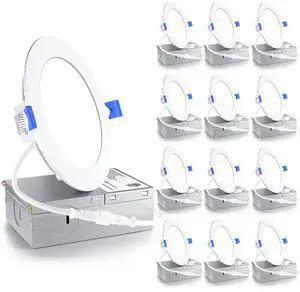 12 Pack 4 Inch LED Recessed Light, Dimmable, 5000K Daylight, 750LM High Brightness, 9W 120V, 2 Pin, ERL-9X-ETL, Damp Rated, Ultra-Thin Canless Wafer Ceiling Light - ETL & FCC & IC 12 Pack 4 Inch LED Recessed Light, Dimmable, 5000K Daylight, 750LM High Brightness, 9W 120V, 2 Pin, ERL-9X-ETL, Damp Rated, Ultra-Thin Canless Wafer Ceiling Light - ETL & FCC & IC
