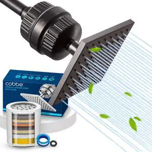 High Pressure Filtered Shower Head with Filters for Hard Water Combo Rain Showerheads with 20 Stage Water Softener for Healthier Skin & Hair Remove Chlorine and Harmful Substances, ORB High Pressure Filtered Shower Head with Filters for Hard Water Combo Rain Showerheads with 20 Stage Water Softener for Healthier Skin & Hair Remove Chlorine and Harmful Substances, ORB