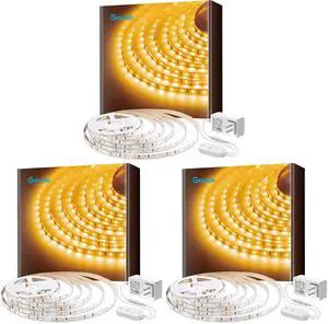 Warm White LED Strip Lights, Bright 300 LEDs, 3000K Dimmable Light Strip 16.4ft with Control Box, LED Lights for Bedroom, Kitchen Cabinets, Living Room, ETL Listed Adapter Included (Pack of 3) Warm White LED Strip Lights, Bright 300 LEDs, 3000K Dimmable Light Strip 16.4ft with Control Box, LED Lights for Bedroom, Kitchen Cabinets, Living Room, ETL Listed Adapter Included (Pack of 3)