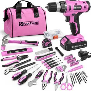 20V Cordless Drill Set with Battery, Charger & Carrying Bag, 30N Torque Power Drill/Driver Kit, 21+1 Clutch Settings, 3/8" Keyless Chuck, LED Light, Driver Bits(Pink) 20V Cordless Drill Set with Battery, Charger & Carrying Bag, 30N Torque Power Drill/Driver Kit, 21+1 Clutch Settings, 3/8" Keyless Chuck, LED Light, Driver Bits(Pink)