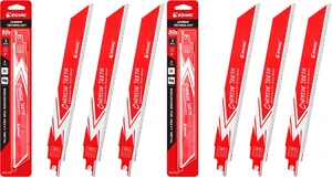 Carbide Reciprocating Saw Blade R978HM Endurance for Thick Metal, Cast Iron, Alloy Steel 9-Inch 8TPI, 6-Pack Carbide Reciprocating Saw Blade R978HM Endurance for Thick Metal, Cast Iron, Alloy Steel 9-Inch 8TPI, 6-Pack