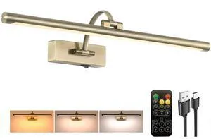 Antique Bronze Picture Light, 23.6 Inch Remote Control Painting Lights for Wall Cordless, 3CCT Dimmable Wall Lights for Pictures, Rechargeable Art Light for Pictures On Wall with Timer Antique Bronze Picture Light, 23.6 Inch Remote Control Painting Lights for Wall Cordless, 3CCT Dimmable Wall Lights for Pictures, Rechargeable Art Light for Pictures On Wall with Timer