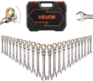 24-piece Ratcheting Wrench Set with 180° Flex Head, Anti-Slip Tooth, Combination Wrench Sets with Organizer Box, Metric 8-19mm & SAE 1/4-3/4", Nickel Plating 24-piece Ratcheting Wrench Set with 180° Flex Head, Anti-Slip Tooth, Combination Wrench Sets with Organizer Box, Metric 8-19mm & SAE 1/4-3/4", Nickel Plating