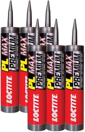 PL Premium Max Construction Adhesive, 9 fl oz Cartridge, 6 Pack - Versatile Construction Glue for Wood, Concrete, Stone & More PL Premium Max Construction Adhesive, 9 fl oz Cartridge, 6 Pack - Versatile Construction Glue for Wood, Concrete, Stone & More