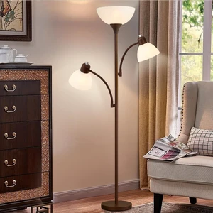 Floor Lamps for Living Room, 72" Tall Standing Lamp, Torchiere Lamp with 2 Reading Lamps, Industrial Bright Floor Lamp for Bedroom, Office, Dresser, Brown Lamps, 3 LED Bulbs Included Floor Lamps for Living Room, 72" Tall Standing Lamp, Torchiere Lamp with 2 Reading Lamps, Industrial Bright Floor Lamp for Bedroom, Office, Dresser, Brown Lamps, 3 LED Bulbs Included