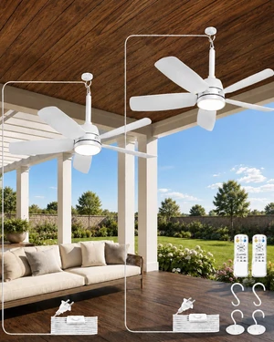 28 Inch Outdoor Ceiling Fan with Light, Remote Patio Gazebo Porch Fan IP65 waterproof outdoor fan with remote control, reversible motor and dimmable LED light. Designed for patio and gazebo 28 Inch Outdoor Ceiling Fan with Light, Remote Patio Gazebo Porch Fan IP65 waterproof outdoor fan with remote control, reversible motor and dimmable LED light. Designed for patio and gazebo