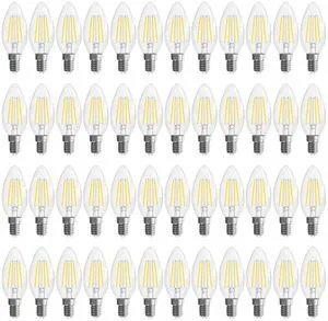 E12 LED Bulb, Chandelier Light Bulbs, Candle Bulb, 5000K Daylight 48 Pack, 5000K Daylight Candelabra Light Bulbs, Non-Dimmable LED E12 B10 Bulb, 40 watt Equivalent, 90+CRI, 400LM, Clear Glass E12 LED Bulb, Chandelier Light Bulbs, Candle Bulb, 5000K Daylight 48 Pack, 5000K Daylight Candelabra Light Bulbs, Non-Dimmable LED E12 B10 Bulb, 40 watt Equivalent, 90+CRI, 400LM, Clear Glass