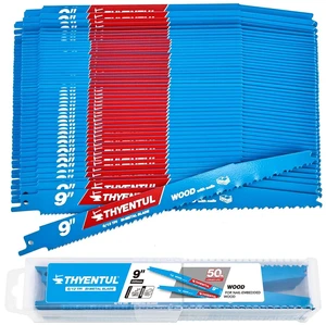 50 Pack 9 in Stud and Nail Saw Blades,Demo Demon Bi-Metal Demolition Reciprocating Saw Blade for Nail-Embedded Wood Cutting, Garden Pruning, Tree Trimming6/12TPI 50 Pack 9 in Stud and Nail Saw Blades,Demo Demon Bi-Metal Demolition Reciprocating Saw Blade for Nail-Embedded Wood Cutting, Garden Pruning, Tree Trimming6/12TPI