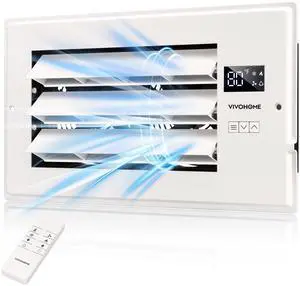 Register Booster Fan - 6'' x 12'' Opening with Adjustable Louver Smart Thermostat & 10-Speed Remote Control - AC Vent Fan for Floor, Ceiling, Wall - Quiet Operation (White) Register Booster Fan - 6'' x 12'' Opening with Adjustable Louver Smart Thermostat & 10-Speed Remote Control - AC Vent Fan for Floor, Ceiling, Wall - Quiet Operation (White)