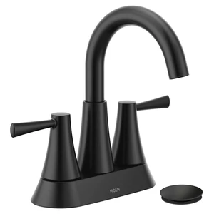 Ronan Matte Black Two-Handle 4" Centerset Modern Bathroom Faucet with Push-Down Drain, 84022BL Ronan Matte Black Two-Handle 4" Centerset Modern Bathroom Faucet with Push-Down Drain, 84022BL