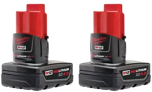 M12 12-Volt Lithium-Ion XC Extended Capacity 4.0 Ah Battery Pack (2-Pack) M12 12-Volt Lithium-Ion XC Extended Capacity 4.0 Ah Battery Pack (2-Pack)