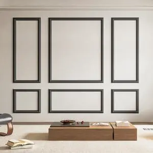 Pre-Cut Wall Molding Set of 6 pcs, 3 Top 3 Bottom, Black Ready-to-Assemble Wainscoting Panel, High-Impact, Precision Pre-Cut, DIY-Friendly, Ideal for Indoor Wall Decor, Accent Walls Pre-Cut Wall Molding Set of 6 pcs, 3 Top 3 Bottom, Black Ready-to-Assemble Wainscoting Panel, High-Impact, Precision Pre-Cut, DIY-Friendly, Ideal for Indoor Wall Decor, Accent Walls