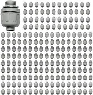 Conduit Connectors, 1/2 Inch, Straight, Grey, 200-Pack Liquid Tight Connector, NPT, Non-Metallic, for PVC Electrical Flexible Conduit Fittings, 180 Degree, UL Listed Conduit Connectors, 1/2 Inch, Straight, Grey, 200-Pack Liquid Tight Connector, NPT, Non-Metallic, for PVC Electrical Flexible Conduit Fittings, 180 Degree, UL Listed