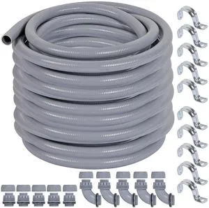 Liquid-Tight Conduit and Connector Kit 1/2inch 150ft UL Certification, Flexible Non Metallic Liquid Tight Electrical Conduit, Electrical Conduit Kit w/5 Straight,5 Angle Fittings Liquid-Tight Conduit and Connector Kit 1/2inch 150ft UL Certification, Flexible Non Metallic Liquid Tight Electrical Conduit, Electrical Conduit Kit w/5 Straight,5 Angle Fittings