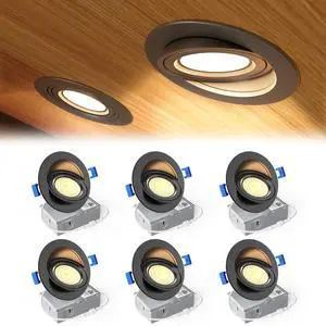6 Pack 4 Inch Black LED Eyeball Gimbal Recessed Light, 5CCT 360°+90° Rotatable, 10%-100% Dimmable, 2700K-5000K Selectable, 9W 900LM, 90+CRI, 120V, 40° Beam, ETL&FCC&IC Certified 6 Pack 4 Inch Black LED Eyeball Gimbal Recessed Light, 5CCT 360°+90° Rotatable, 10%-100% Dimmable, 2700K-5000K Selectable, 9W 900LM, 90+CRI, 120V, 40° Beam, ETL&FCC&IC Certified
