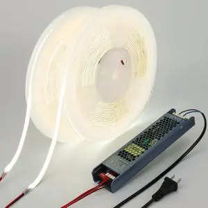 24V Diffused Outdoor COB LED Strip Lights Waterproof 65.6ft IP67 6000K Cool White LED Tape Light Adhesive 160W CRI 93 with Power Supply for Bedroom Garden Living Room, 2 Rolls of 32.8ft 24V Diffused Outdoor COB LED Strip Lights Waterproof 65.6ft IP67 6000K Cool White LED Tape Light Adhesive 160W CRI 93 with Power Supply for Bedroom Garden Living Room, 2 Rolls of 32.8ft