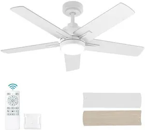 42 Inch White Ceiling Fan with Light and Remote Control 6-Speed Quiet Reversible DC Motor, Dimmable 3CCT LED, 3 Timer Settings, 5-Blade Modern Design, Indoor or Covered Outdoor Use 42 Inch White Ceiling Fan with Light and Remote Control 6-Speed Quiet Reversible DC Motor, Dimmable 3CCT LED, 3 Timer Settings, 5-Blade Modern Design, Indoor or Covered Outdoor Use
