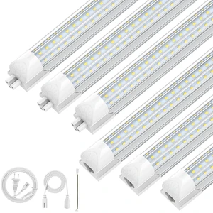 4FT LED Shop Lights, 50W 7500LM D Shape, ETL Listed 6 Pack 6500K Daylight White, plug-and-play T8 integrated design with clear cover and linkable setup for garages and workshops 4FT LED Shop Lights, 50W 7500LM D Shape, ETL Listed 6 Pack 6500K Daylight White, plug-and-play T8 integrated design with clear cover and linkable setup for garages and workshops