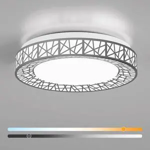 16 Inch Bird's Nest Flush Mount Ceiling Light, 28W, 5CCT 2700K-6500K Selectable, Modern LED Ceiling Light Fixture, Dimmable, for Bedroom, Kitchen, Closet, Brushed Nickel, ETL Listed 16 Inch Bird's Nest Flush Mount Ceiling Light, 28W, 5CCT 2700K-6500K Selectable, Modern LED Ceiling Light Fixture, Dimmable, for Bedroom, Kitchen, Closet, Brushed Nickel, ETL Listed