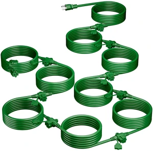 Outdoor Extension Cord 75 FT, Evenly Spaced 9 Outlets, Green 16/3 SJTW Weatherproof Multiple Outlets Wire, For Christmas Halloween Lights Decoration, ETL Listed Outdoor Extension Cord 75 FT, Evenly Spaced 9 Outlets, Green 16/3 SJTW Weatherproof Multiple Outlets Wire, For Christmas Halloween Lights Decoration, ETL Listed