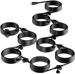 Outdoor Extension Cord 75 FT, Evenly Spaced 9 Outlets, Black 16/3 SJTW Weatherproof Multiple Outlets Wire, For Christmas Halloween Lights Decoration, ETL Listed Outdoor Extension Cord 75 FT, Evenly Spaced 9 Outlets, Black 16/3 SJTW Weatherproof Multiple Outlets Wire, For Christmas Halloween Lights Decoration, ETL Listed