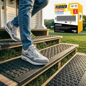 Rubber Stair Treads Outdoor 42" x 10" 5-Pack - Heavy-Duty Non-Slip Rubber Outdoor Stair Treads Non-Slip Weather Resistant, Exterior Rubber Mats for Wooden Steps, Anti Slip Step Covers by Rubber Stair Treads Outdoor 42" x 10" 5-Pack - Heavy-Duty Non-Slip Rubber Outdoor Stair Treads Non-Slip Weather Resistant, Exterior Rubber Mats for Wooden Steps, Anti Slip Step Covers by
