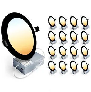 16Pack 4 Inch LED Recessed Ceiling Light, 5CCT, 750LM 9W, Black 2700K-5000K Selectable, 5%-100% Dimmable, Ultra-Thin Canless Wafer Downlight, Aluminum, Damp Rated, ETL&FCC&IC 16Pack 4 Inch LED Recessed Ceiling Light, 5CCT, 750LM 9W, Black 2700K-5000K Selectable, 5%-100% Dimmable, Ultra-Thin Canless Wafer Downlight, Aluminum, Damp Rated, ETL&FCC&IC
