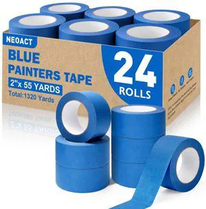 24 Rolls Painters Tape 2 Inch Wide, Blue Masking Tape for Painting 55 Yards 24 Rolls Painters Tape 2 Inch Wide, Blue Masking Tape for Painting 55 Yards